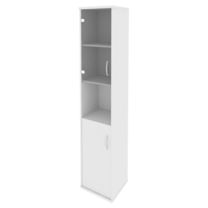 Дверь Шкаф RIVA высокий узкий L(1 низкая дверь ЛДСП,1 низкая дверь стекло)А.СУ-1.4 Л 404х365х1980